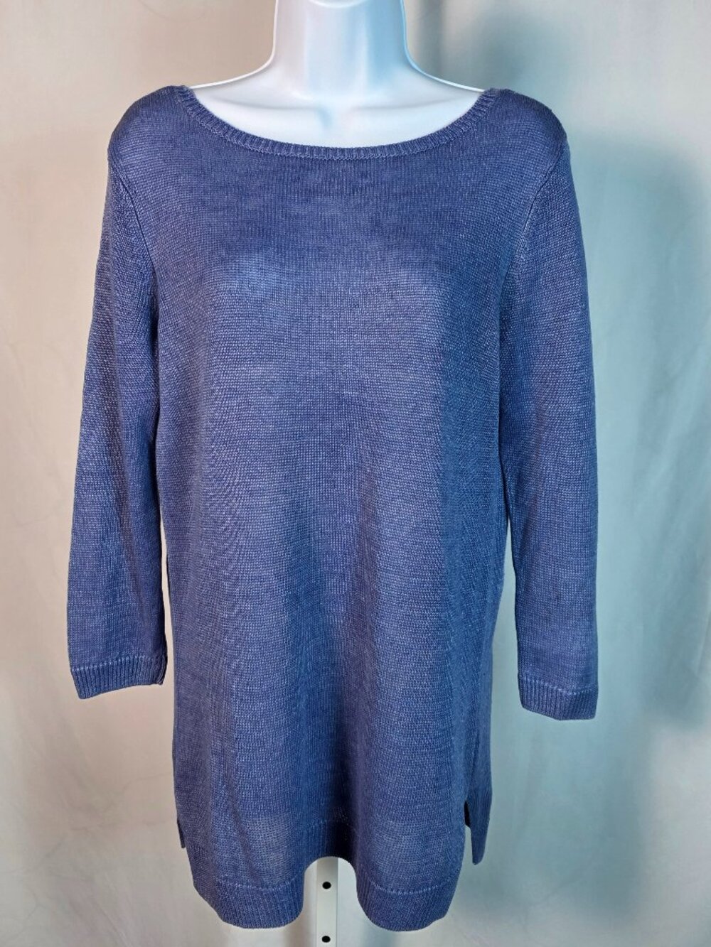 Talbots Size Small Blue Linen Long Sleeve Sweater